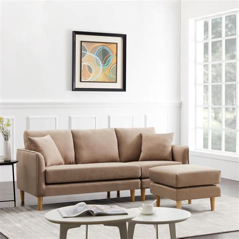 modern upholstered sofa with reversible sectional chaise l shaped convertible couch with linen