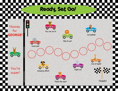 Printable Personalized Reward Chart For Kids Animal Race Etsy