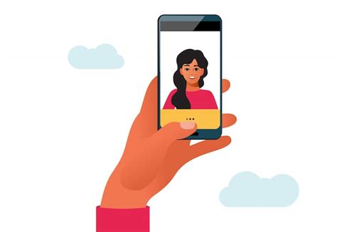 Mujer Tomando Foto Selfie En Smartphone Ilustración Del Personaje Femenino En Aislado Vector