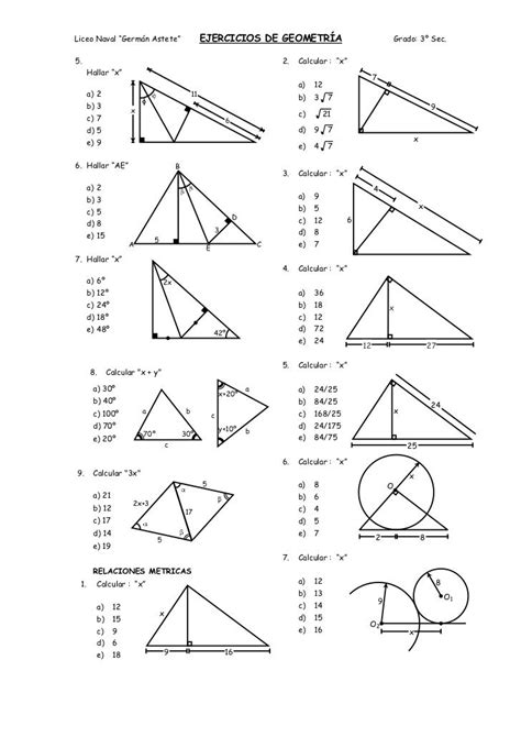Ejercicios De Geometría Geometria Y Trigonometria Actividades De
