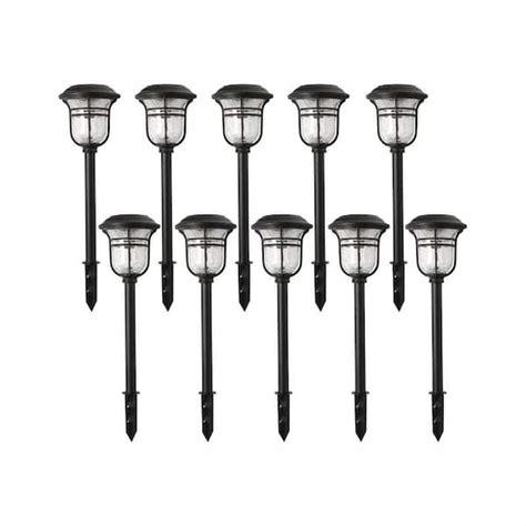 Hampton Bay Solar Powered Black Led Outdoor Integrated 3000k Warm White