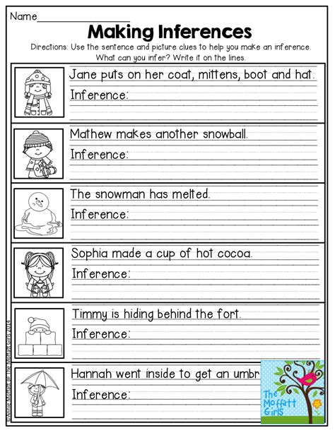 Inference Worksheet For 2nd Grade Example Worksheet Solving