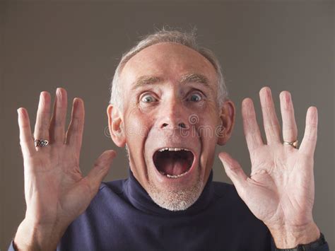 Closeup Of Terrified Old Man Screaming Stock Image Image Of