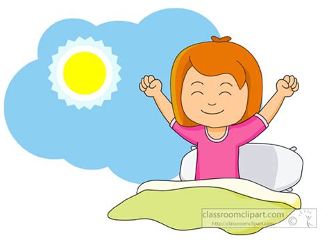 Children Clipart Girl Waking Up And Stretching In The Morning