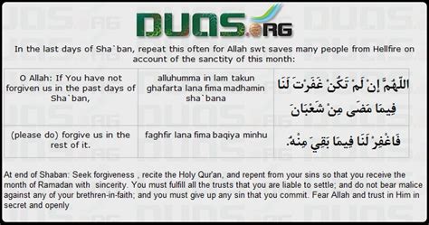 Duas For The Last Days Of Shaban
