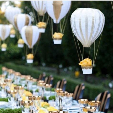 Hot Air Balloon Tablescape Idea Balloons Covered With Fabric Floating