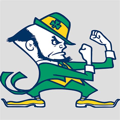This logo image consists only of simple geometric shapes or text. ESPN host: Notre Dame Fighting Irish mascot offensive