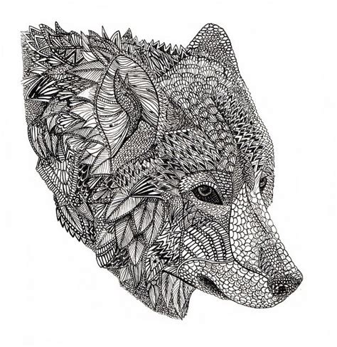Wolf Wolf Art Print Animal Coloring Pages Zentangle Animals