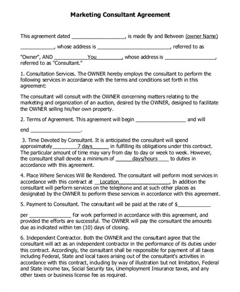 Free Sample Marketing Consulting Agreement Templates In Pdf Ms Word
