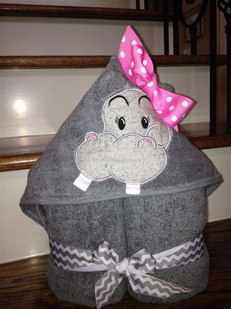 Ms Hippo Hooded Towel Made From In The Hoop Embroidery Pattern From