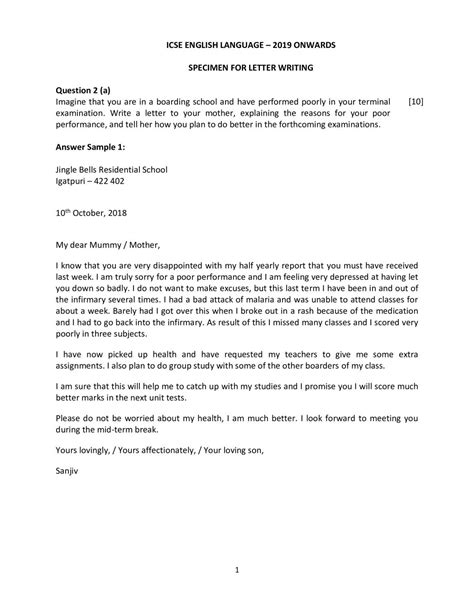 Types of formal letters and formal letter format. ICSE Class 10 Specimen Paper 2019 for Letter Writing