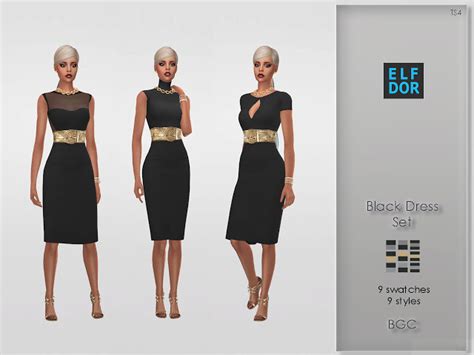 Black Dress Set At Elfdor Sims Sims 4 Updates