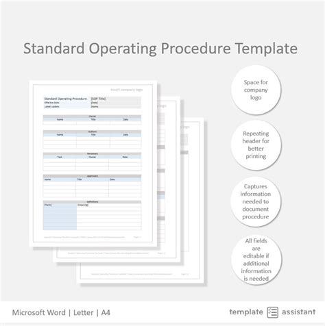 Standard Operating Procedure Template Business Document Digital