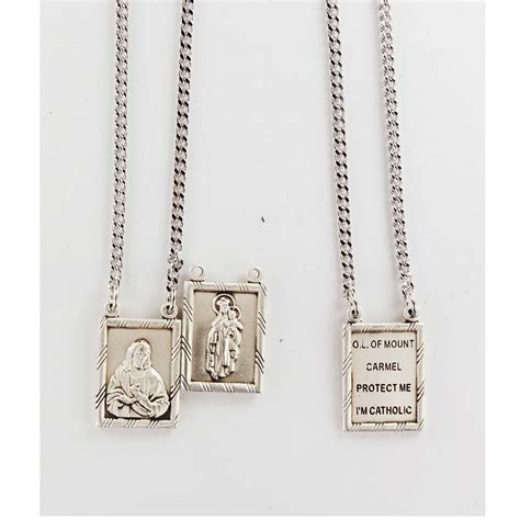 Sterling Silver Scapular Medal Necklace With 30 Inch Rhodium Plated