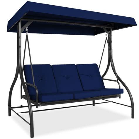 Best Choice Products 3 Seat Outdoor Converting Canopy Swing Glider Patio Hammock W Removable