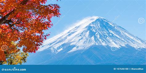 Mount Fuji In Autumn Color Japan Stock Photo Image Of Reflection