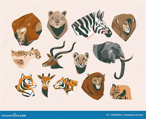 Hand Drawn Vector Stock Abstract Cartoon Illustrations Of Safari