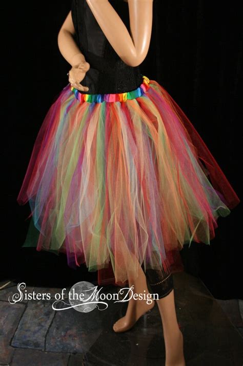 Adult Tutu Skirt Rainbow Streamer Knee Length By Sistersofthemoon