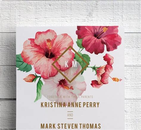 Hibiscus Wedding Invitation Templates