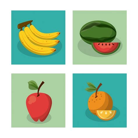 Premium Vector Fruits Banana And Watermelon Apple And Orange