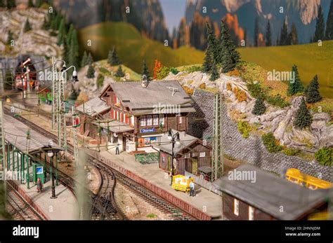 Spectacular European Model Railway Scenery Stock Photo Alamy