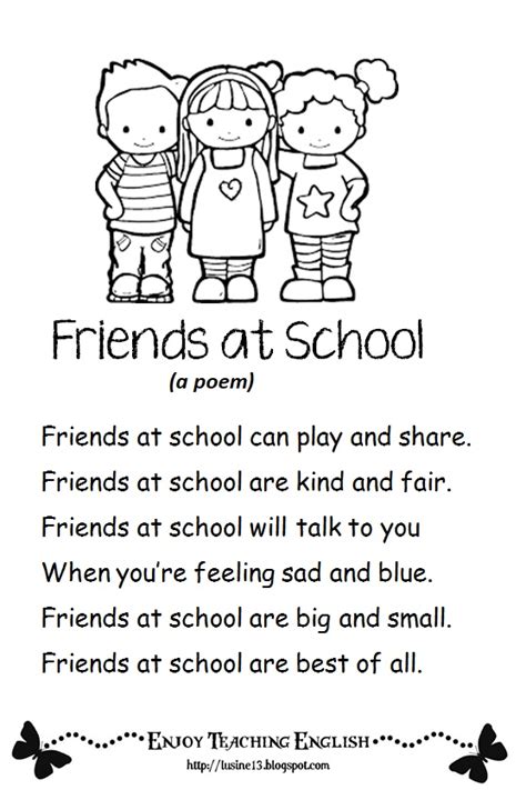 Enjoy Teaching English Friends At School Poem