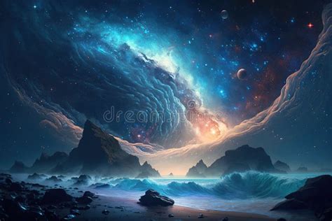 Fantasy Ocean Of The Galaxy Stock Illustration Illustration Of