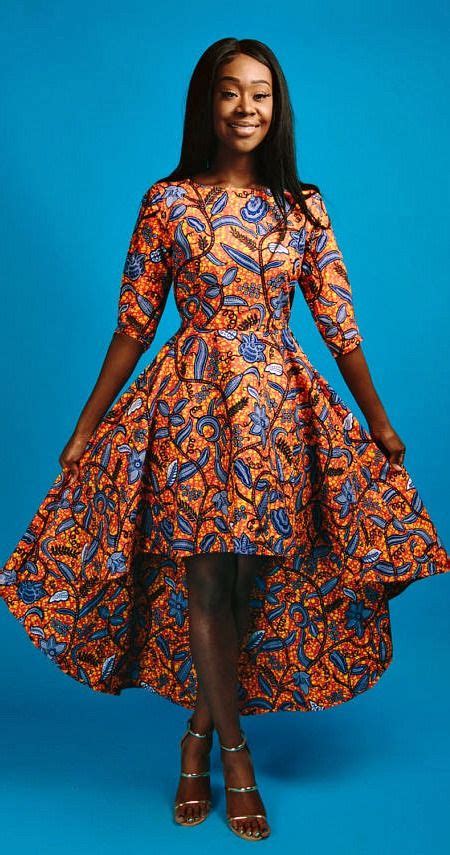 Zuri Hi Low Dress African Print Hi Low Dress 34 Length Sleeve
