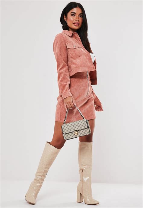 Petite Pink Co Ord Cord Cropped Jacket Missguided
