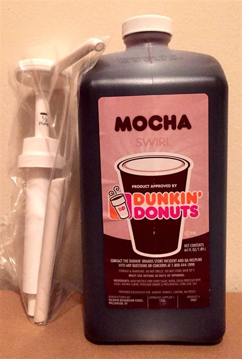 Latte, brewed coffee, dunkaccino, decaf, and more. Dunkin Donuts Mocha Swirl Syrup with Pump - Honey, Syrup ...