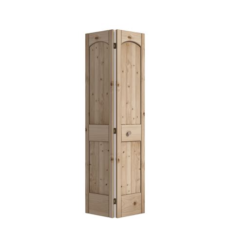 Eightdoors 80 X 36 X 1 38 2 Panel Arch Top V Groove Knotty Pine Interior Bifold Door With