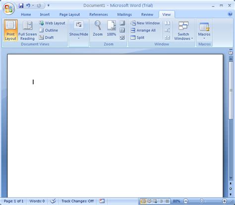 Print Layout View Document View Editing Microsoft Office Word