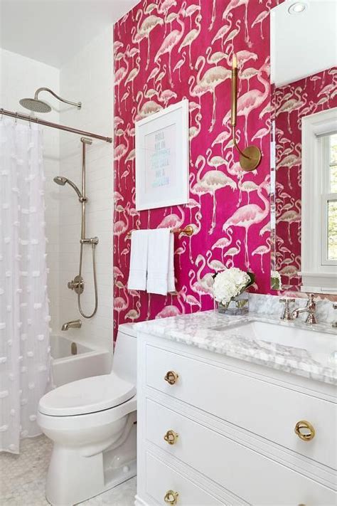 Pink Wallpaper Bathroom Green Wallpaper