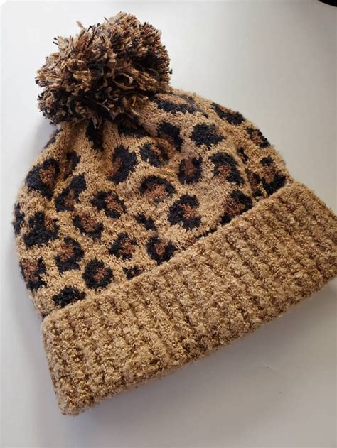 Brown Leopard Print Beanie Hat Leopard Print Hat Beanie Cap Etsy