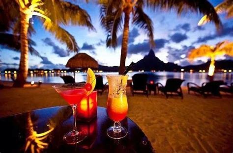 Drinks By The Bay Bora Bora Honeymoon Dream Vacations Destinations Night Life