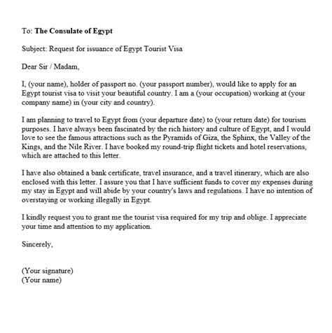 Sample Cover Letter For Egypt Visa Visas For Future