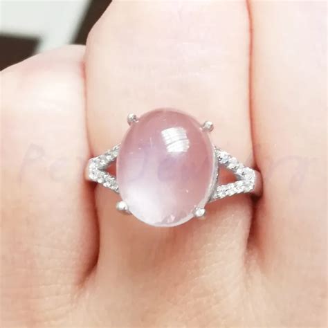 rose quartz ring fine rings natural real rose quartz 925 stelring silver fine pink jewelry 3 2ct
