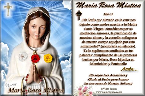 Vidas Santas Virgen María Rosa Mística Estampita Y Oración