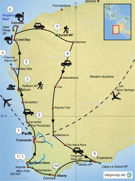 Stepmap Australia West Coast Landkarte Für Australien