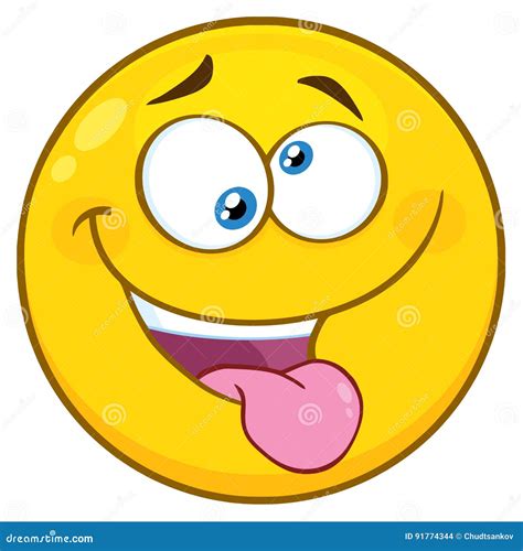 Yellow Cartoon Smiley Face Character With Crazy Expression And