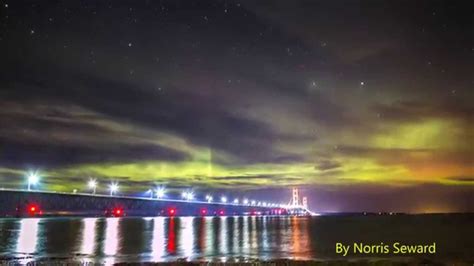 Northern Lights Over Mackinac Bridge 10 8 2015 Youtube