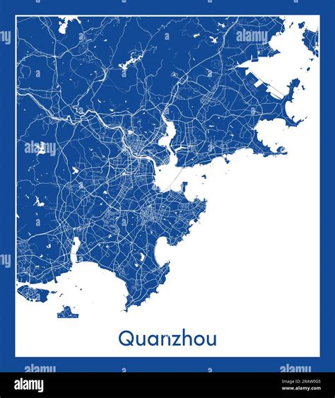 Quanzhou China Asia City Map Blue Print Vector Illustration Stock