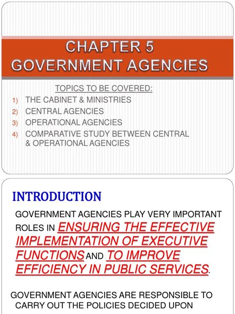 The following 5 pages are in this category, out of 5 total. Chapter 5 Government Agencies New | Government Agencies ...