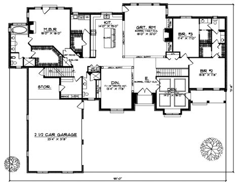 As much as we rave about the space, light and flow that a large, open room gives us, there are certainly some challenges. Ranch House Plan - 3 Bedrooms, 3 Bath, 3406 Sq Ft Plan 7-465