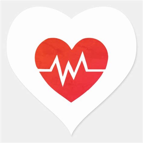 Red Medical Ekg Heart Stickers