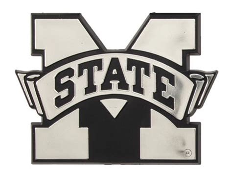 Mississippi State Bulldogs Ce Silver Chrome Color Raised Auto Emblem