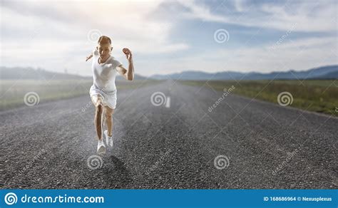 Athlete Man Running Race Mixed Media Stock Photo Image Of Caucasian