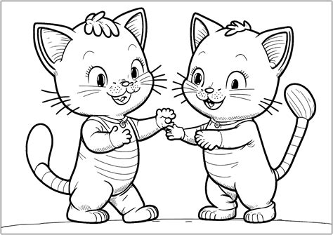 Dos Gatos jugando Gatos Just Color Niños Dibujos para colorear