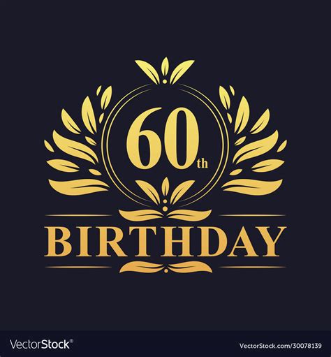Luxury 60th Birthday Logo 60 Years Celebration Vector Image
