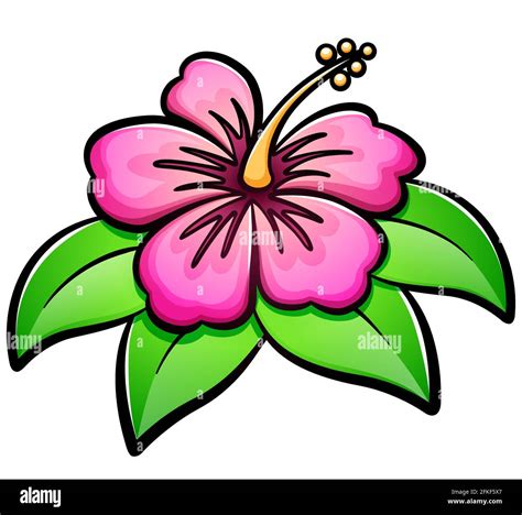 Ilustración Vectorial De La Flor De Hibiscus Caricatura Aislada Imagen